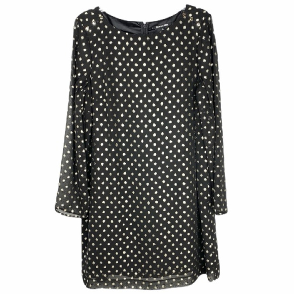 Gianni Bini Long Sleeve Black & Gold Shift Dress